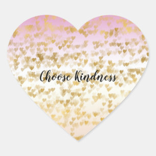 Gold Glam Hearts Confetti Pink Peach Ombre Heart Sticker