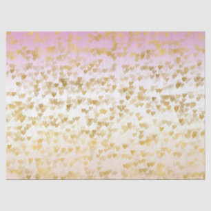 Gold Glam Hearts Confetti Pink Peach Ombre Tissue Paper