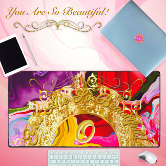 Gold Glam Initial O Monogram Motivation Abstract Desk Mat