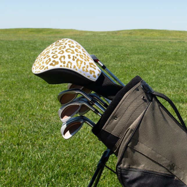 Gold Glam Leopard Print Golf Head Cover (In Situ)
