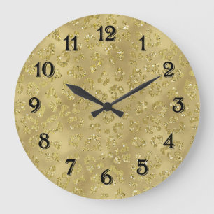 Gold Glam Leopard Print Large Clock
