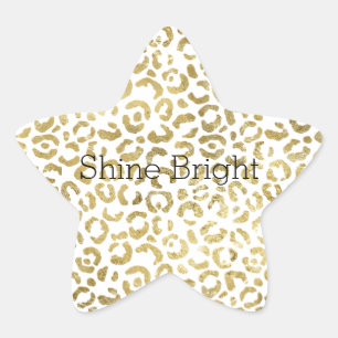 Gold Glam Leopard Print Star Sticker