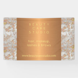 Gold glam marble beauty salon personalised banner