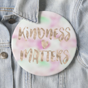Gold Glam Mint Pink Tie Dye Kindness Matters Heart 6 Cm Round Badge