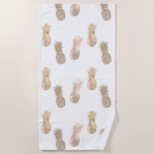 Gold Glam Pineapples Beach Towel