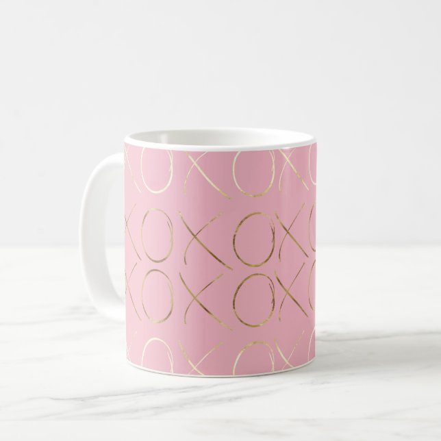 Gold Glam Pink XOXO Coffee Mug (Front Left)