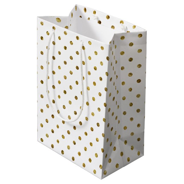 Gold Glam Polka Dots Medium Gift Bag (Back Angled)