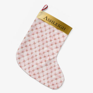 Gold Glam Pretty Chic Pink Christmas  Large Christmas Stocking