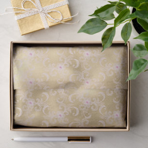 Gold Glam Pretty Pink Floral Lace Bridal Shower Tissue Paper