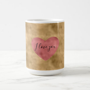 Gold Glam Red Heart Love Coffee Mug