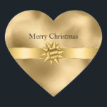 Gold Glam Ribbon and Bow Christmas Heart Sticker<br><div class="desc">Gold Glam Ribbon and Bow Christmas</div>