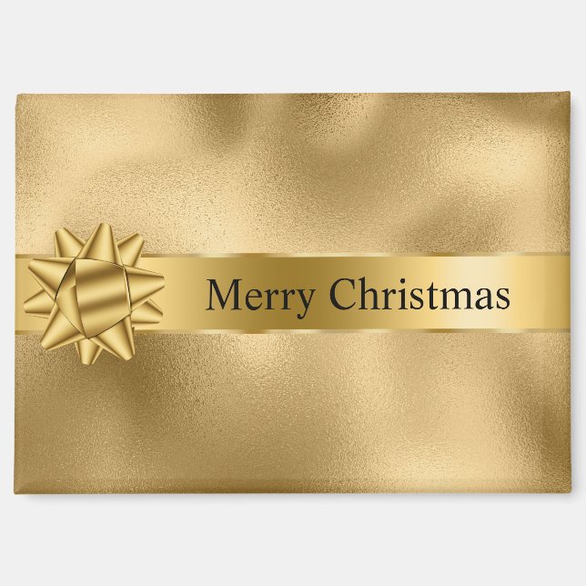 Gold Glam Ribbon and Bow Christmas Magnet (Front)
