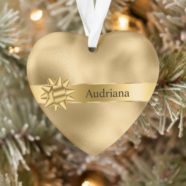 Gold Glam Ribbon and Bow Christmas Ornament (Tree)