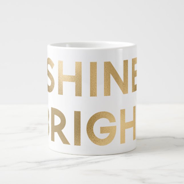 Gold Glam Shine Bright Christmas Large Coffee Mug (Front)