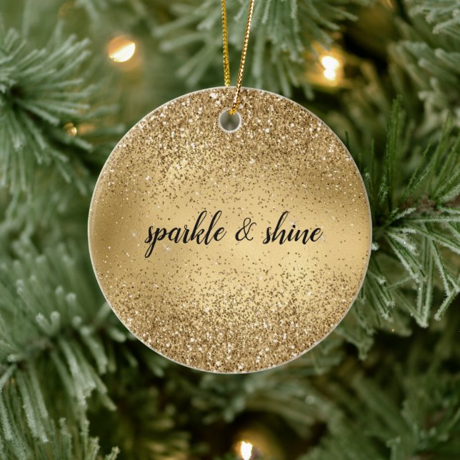 Gold Glam Sparkle Faux Glitter Ceramic Tree Decoration (Tree)
