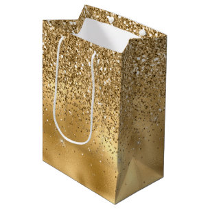 Gold Glam Sparkle Faux Glitter Medium Gift Bag