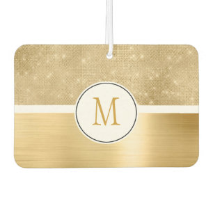 Gold Glam Sparkle Monogram Car Air Freshener