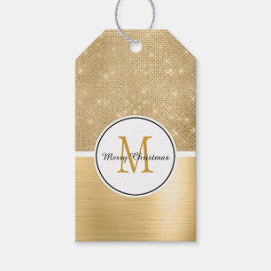 Gold Glam Sparkle Monogram Gift Tags