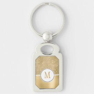 Gold Glam Sparkle Monogram Key Ring