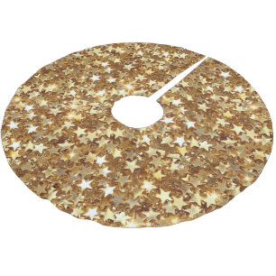 Gold Glam Sparkle Stars Brushed Polyester Tree Skirt