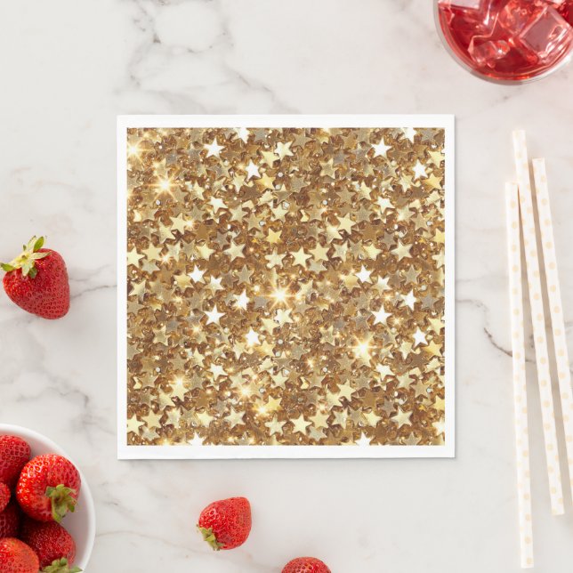 Gold Glam Sparkle Stars Napkin (Insitu)
