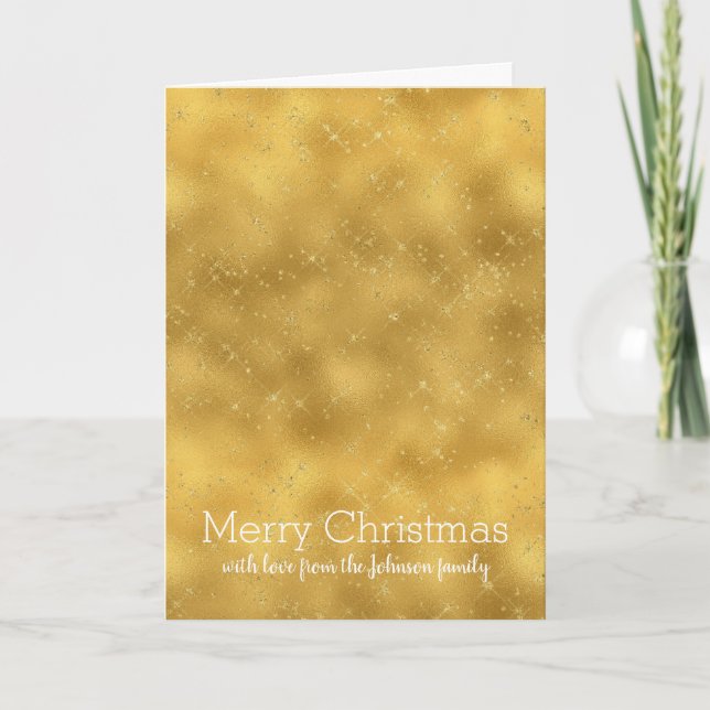 Gold Glam Sparkles Holiday Card (Front)