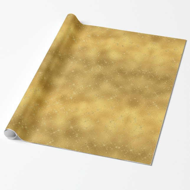 Gold Glam Sparkles Wrapping Paper (Unrolled)