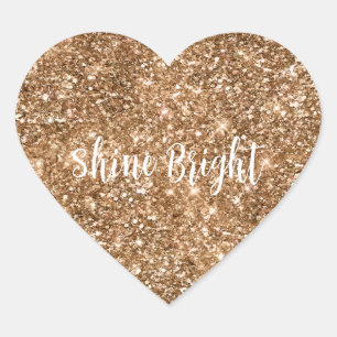 Gold Glam Sparkling Glitter Heart Sticker
