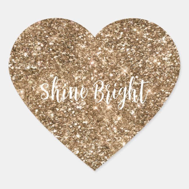 Gold Glam Sparkling Glitter      Heart Sticker (Front)