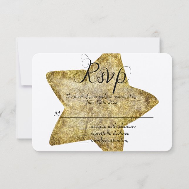 Gold Glam Star RSVP Card (Front)