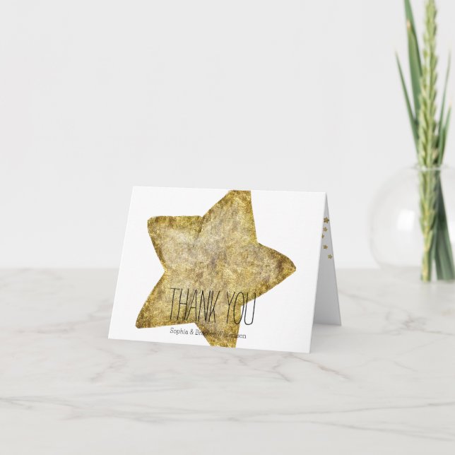 Gold Glam Star Thank you Card (Front)