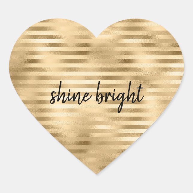 Gold Glam Stripes personalised Heart Sticker (Front)