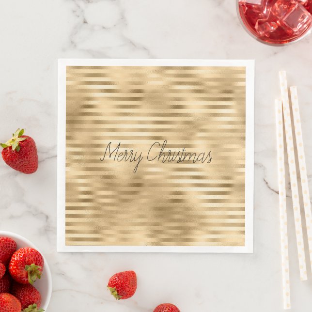 Gold Glam Stripes personalised Napkin (Insitu)
