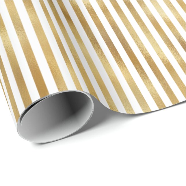 Gold Glam Stripes Wrapping Paper (Roll Corner)