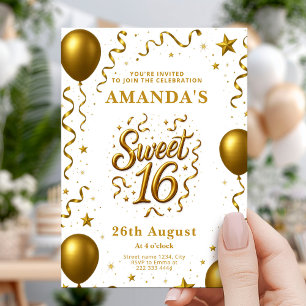 Gold Glam Sweet 16 Birthday Party Invitation