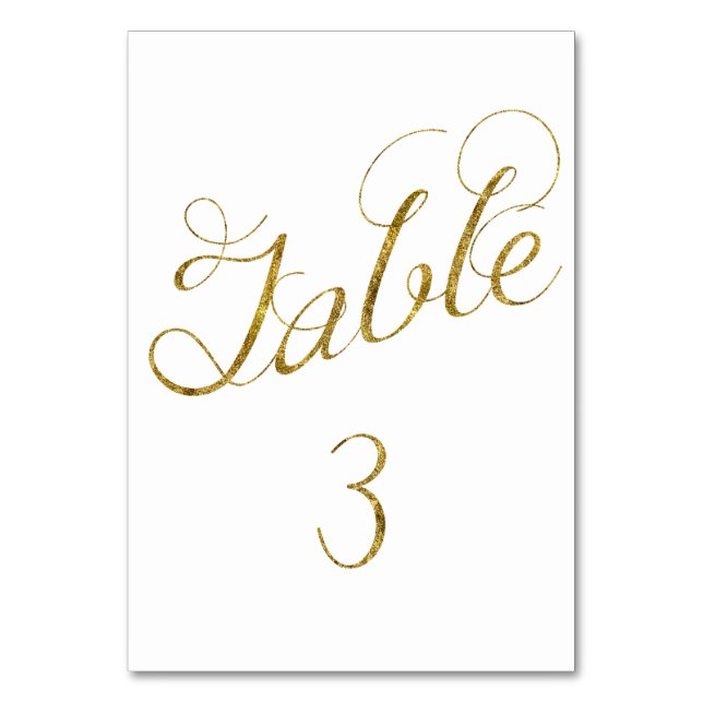 Gold Glam table 3 number Table Number (Front)