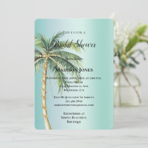 Gold Glam Tropical Palm Tree Bridal Shower Invitation