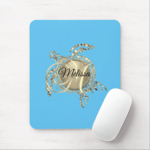 Gold Glam Turtle Monogram Mouse Mat