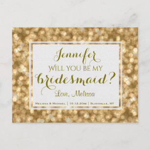 Gold Glam   Will You Be My Bridesmaid? Invitation Postcard