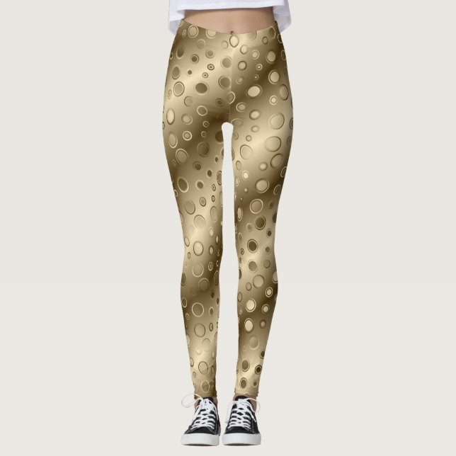 Gold Glam Yoga Pants Workout Leggings (Front)