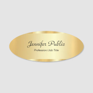 Gold Glamour Elegant Script Personalised Template Name Tag