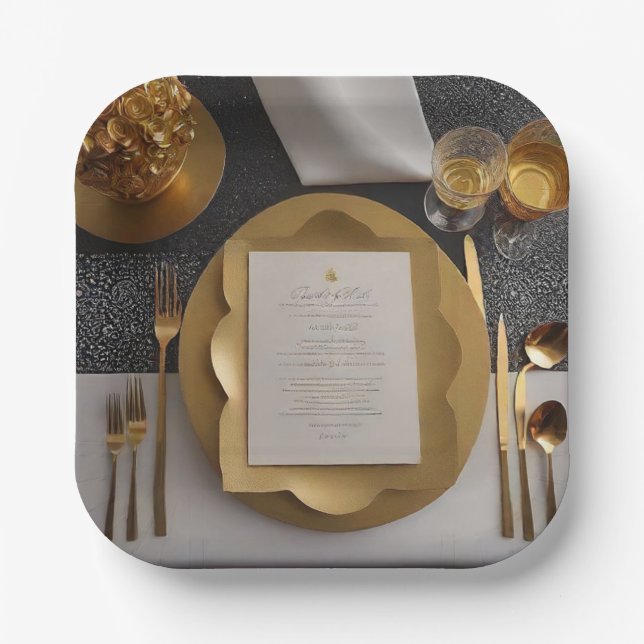 Gold Glamour Paper Plates (Front)