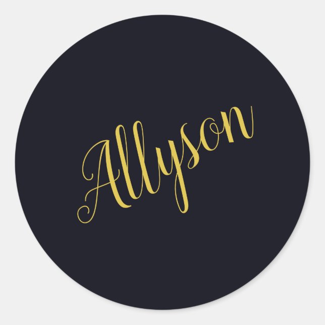 Gold glamour personalised  classic round sticker (Front)