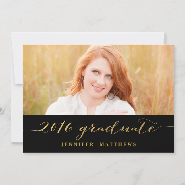 Gold Glamour Photo 2016 Graduation Party Invitatio Invitation (Front)