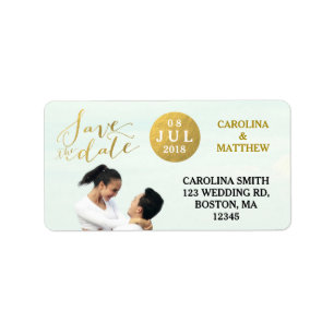 Gold Glamour Photo   Save the Date Address Label