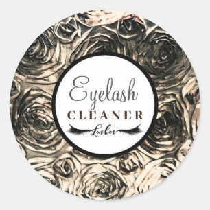 Gold Glamour Roses Beauty Makeup Lash Cleaner Classic Round Sticker