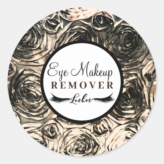 Gold Glamour Roses Beauty Makeup Remover Classic Round Sticker (Front)