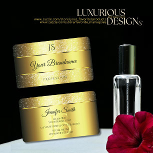 Gold Glamour Sparkle Glitter Stars and Initials Business Card