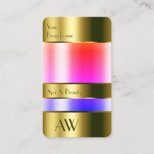 Gold Glass Case Look Colourful Liquids Monogram Business Card