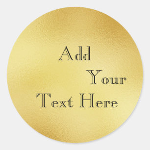 Gold Glass Foil Faux Glitter Customise Classic Classic Round Sticker